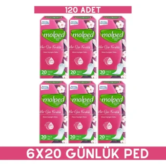 Molped Her Gün Ferahlık Organik 6 Adet 20'li Normal Günlük Ped