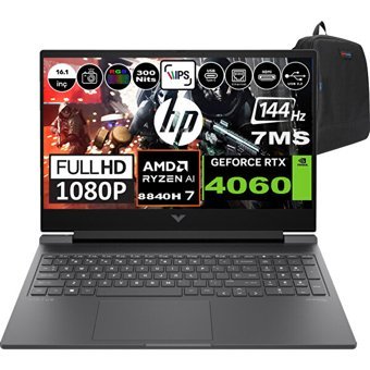 HP Victus 16 S1010NT 9Z790EAF06 Harici GeForce RTX 4060 AMD Ryzen 7 8840H 64 GB Ram 1 TB SSD 16.1 inç Full HD FreeDos Oyuncu Laptop + Zetta Çanta