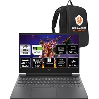 HP Victus 16 9J259EAPN329 Harici GeForce RTX 4050 Intel Core i5 14500HX 48 GB Ram 2 TB SSD 16.1 inç Full HD Windows 11 Home Oyuncu Laptop + PER4 Çanta