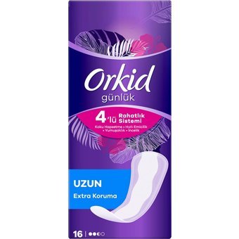 Orkid 4'Lü Rahatlık Sistemi Organik 16'lı Uzun Günlük Ped