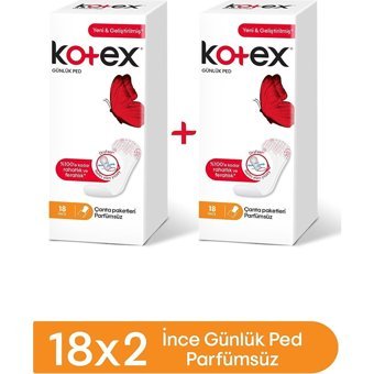 Kotex Parfümsüz Organik 3 Adet 18'li Normal Günlük Ped