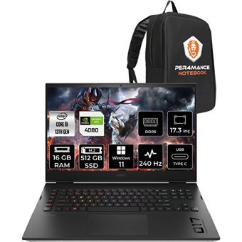 HP Omen 17 7P6D5EAPN404 Harici GeForce RTX 4080 Intel Core i9 13900HX 16 GB Ram 512 GB SSD 17.3 inç QHD Windows 11 Pro Oyuncu Laptop + PER4 Çanta
