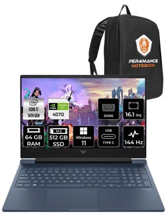 HP Victus 16 9J221EA Harici GeForce RTX 4070 Intel Core i7 14700HX 64 GB Ram 512 GB SSD 16.1 inç Full HD Windows 11 Pro Oyuncu Laptop + PER4 Çanta