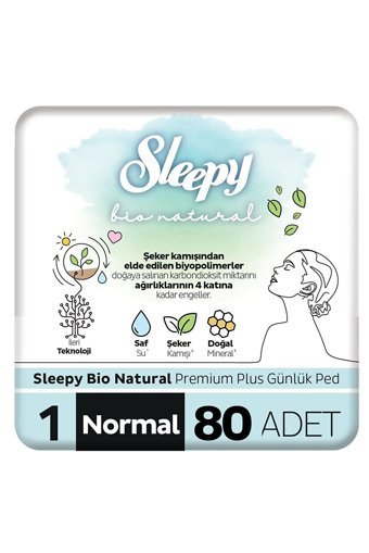Sleepy Bio Natural Organik 2 Adet 40'lı Normal Günlük Ped