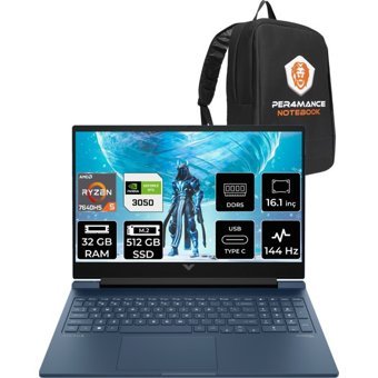 HP Victus 16 7Z4N2EAPN317 Harici GeForce RTX 3050 AMD Ryzen 5 7640HS 34 GB Ram 512 GB SSD 16.1 inç Full HD FreeDos Oyuncu Laptop + PER4 Çanta