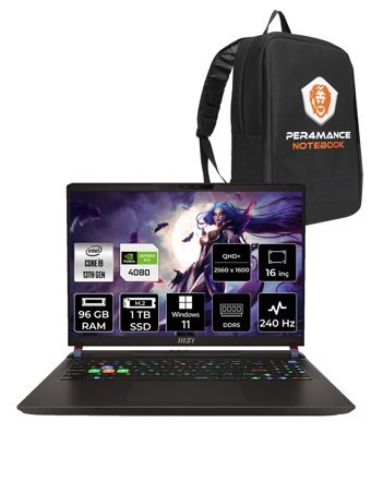 MSI Vector GP68HX 13VH-227XTR Harici GeForce RTX 4080 Intel Core i9 13980HX 96 GB Ram 1 TB SSD 16 inç QHD Windows 11 Home Oyuncu Laptop + PER4 Çanta