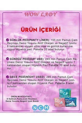 Ncm Wow Lady Organik 3 Adet 3'lü Normal Günlük Ped