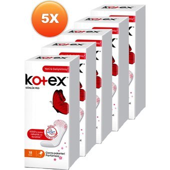 Kotex Parfümsüz Organik 5 Adet 18'li Normal Günlük Ped