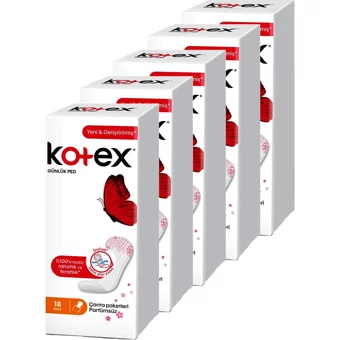 Kotex Parfümsüz Organik 5 Adet 18'li Normal Günlük Ped
