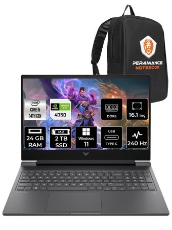 HP Victus 16 9J204EA Harici GeForce RTX 4050 Intel Core i5 14500HX 24 GB Ram 2 TB SSD 16.1 inç QHD Windows 11 Pro Oyuncu Laptop + PER4 Çanta