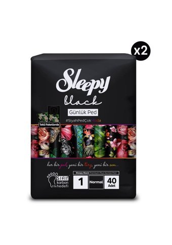 Sleepy Black Premium Organik 80'li Normal Günlük Ped