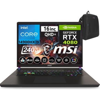MSI Vector 16 HX A14VHG-497XTRW36 Harici GeForce RTX 4080 Intel Core i9 14900HX 64 GB DDR5 Ram 4 TB SSD 16 inç QHD Windows 11 Home Oyuncu Laptop + WeblegelsinÇanta