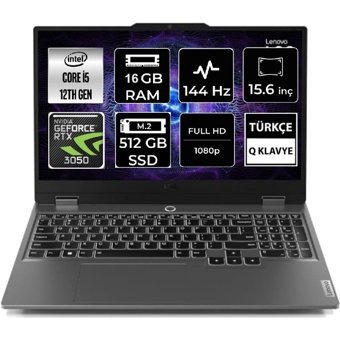 Lenovo LOQ 15IAX9 83GS007VTR 03 Harici GeForce RTX 3050 Intel Core i5 12450HX 16 GB Ram 512 GB SSD 15.6 inç Full HD FreeDos Oyuncu Laptop