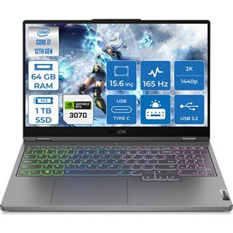 Lenovo Legion 5 82RB00DCTX025 Harici GeForce RTX 3070 Intel Core i7 12700H 64 GB Ram 1 TB SSD 15.6 inç QHD FreeDos Oyuncu Laptop