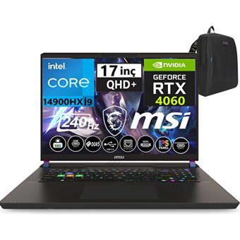 MSI Vector 17 A14VFG-228TRW32 Harici GeForce RTX 4060 Intel Core i9 14900HX 48 GB DDR5 Ram 4 TB SSD 17 inç QHD Windows 11 Home Oyuncu Laptop + WeblegelsinÇanta