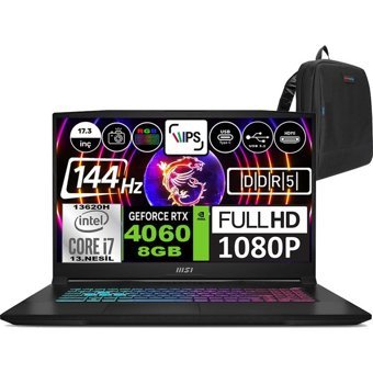 MSI Katana 17 B13VFK1037XTRWP09 Harici GeForce RTX 4060 Intel Core i7 13620H 64 GB Ram 512 GB SSD 17.3 inç Full HD Windows 11 Pro Oyuncu Laptop + Zetta Çanta