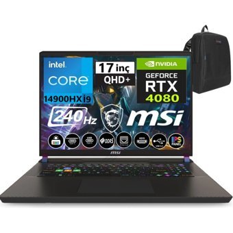 MSI Vector 17 HX A14VHG-838XTRW19 Harici GeForce RTX 4080 Intel Core i9 14900HX 96 GB DDR5 Ram 2 TB SSD 17 inç QHD FreeDos Oyuncu Laptop + WeblegelsinÇanta