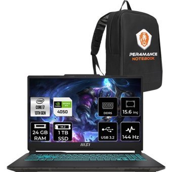 MSI Cyborg 15 A13VE897XTRP313 Harici GeForce RTX 4050 Intel Core i7 13620H 24 GB Ram 1 TB SSD 15.6 inç Full HD FreeDos Oyuncu Laptop + PER4 Çanta