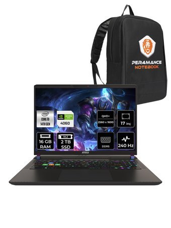 MSI Vector 17 HX A14VFG-228TR Harici GeForce RTX 4060 Intel Core i9 14900HX 16 GB Ram 2 TB SSD 17 inç QHD FreeDos Oyuncu Laptop + PER4 Çanta