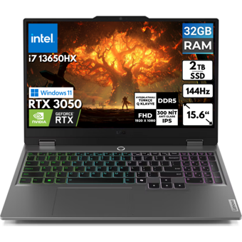 Lenovo LOQ 15IRX9 83DV00HSTBT23 Harici GeForce RTX 3050 Intel Core i7 13650HX 32 GB Ram 2 TB SSD 15.6 inç Full HD Windows 11 Pro Oyuncu Laptop