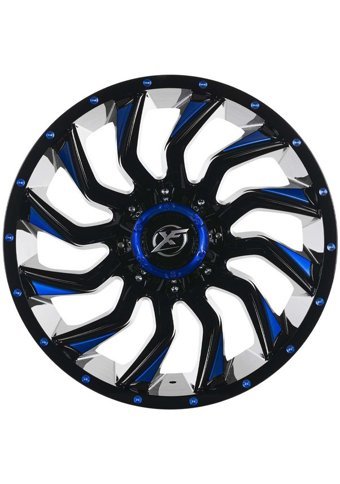 Emr 224-02 Glossy Black - Milling Blue 20 inç 12 Kol Alaşımlı Jant 4 Adet