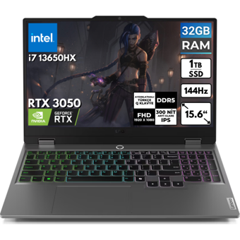 Lenovo LOQ 83DV00G5TBT13 Harici GeForce RTX 3050 Intel Core i7 13650HX 32 GB Ram 1 TB SSD 15.6 inç Full HD FreeDos Oyuncu Laptop