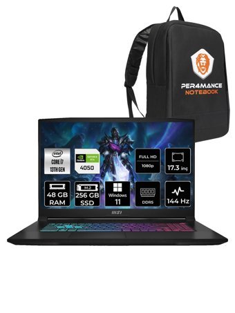 MSI Katana 17 B13VEK-1036XTR Harici GeForce RTX 4050 Intel Core i7 13620H 48 GB Ram 256 GB SSD 17.3 inç Full HD Windows 11 Pro Oyuncu Laptop + PER4 Çanta