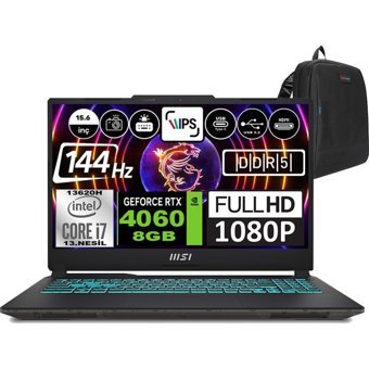 MSI Cyborg 15 A13VF892XTRWP01 Harici GeForce RTX 4060 Intel Core i7 13620H 16 GB Ram 512 GB SSD 15.6 inç Full HD Windows 11 Pro Oyuncu Laptop + Zetta Çanta
