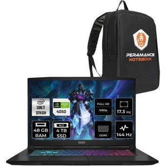 MSI Katana 17 B13VEK1036XTRP330 Harici GeForce RTX 4050 Intel Core i7 13620H 48 GB Ram 4 TB SSD 17.3 inç Full HD FreeDos Oyuncu Laptop + PER4 Çanta