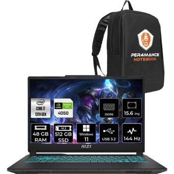 MSI Cyborg 15 A13VE897XTRP407 Harici GeForce RTX 4050 Intel Core i7 13620H 48 GB Ram 512 GB SSD 15.6 inç Full HD Windows 11 Pro Oyuncu Laptop + PER4 Çanta