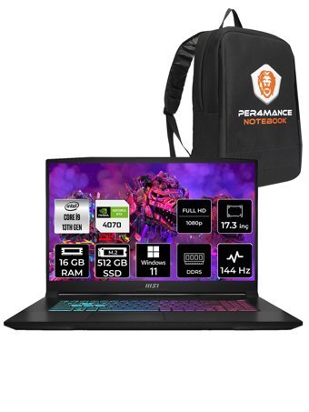 MSI Katana 17 B13VGK-1242XTR Harici GeForce RTX 4070 Intel Core i9 13900H 16 GB Ram 512 GB SSD 17.3 inç Full HD Windows 11 Pro Oyuncu Laptop + PER4 Çanta