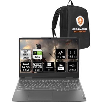 Lenovo LOQ 82XV00WYTXP351 Harici GeForce RTX 3050 Intel Core i5 12450H 24 GB Ram 256 GB SSD 15.6 inç Full HD Windows 11 Home Oyuncu Laptop + PER4 Çanta