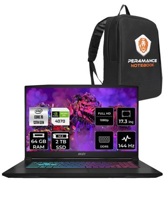 MSI Katana 17 B13VGK-1242XTR Harici GeForce RTX 4070 Intel Core i9 13900H 64 GB Ram 2 TB SSD 17.3 inç Full HD FreeDos Oyuncu Laptop + PER4 Çanta