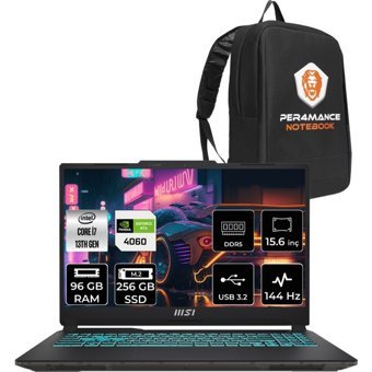 MSI Cyborg 15 A13VF893XTRP336 Harici GeForce RTX 4060 Intel Core i7 13620H 96 GB Ram 256 GB SSD 15.6 inç Full HD FreeDos Oyuncu Laptop + PER4 Çanta