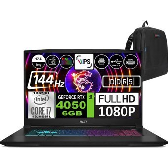 MSI Katana 17 B13VEK1035XTRWH06 Harici GeForce RTX 4050 Intel Core i7 13620H 32 GB Ram 1 TB SSD 17.3 inç Full HD Windows 11 Home Oyuncu Laptop + Zetta Çanta