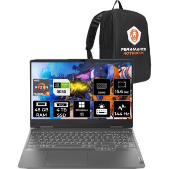Lenovo LOQ 82XT00ENTXP370 Harici GeForce RTX 3050 AMD Ryzen 5 7640HS 48 GB Ram 4 TB SSD 15.6 inç Full HD Windows 11 Home Oyuncu Laptop + PER4 Çanta