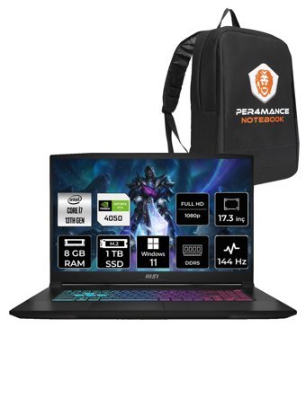 MSI Katana 17 B13VEK-1036XTR Harici GeForce RTX 4050 Intel Core i7 13620H 8 GB Ram 1 TB SSD 17.3 inç Full HD Windows 11 Home Oyuncu Laptop + PER4 Çanta