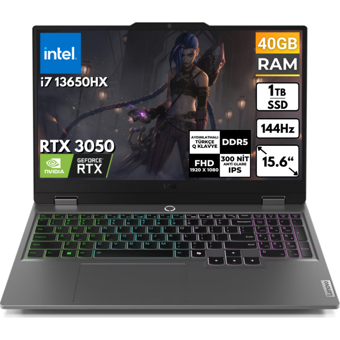 Lenovo LOQ 83DV00G5TBT15 Harici GeForce RTX 3050 Intel Core i7 13650HX 40 GB Ram 1 TB SSD 15.6 inç Full HD FreeDos Oyuncu Laptop