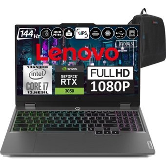 Lenovo LOQ 15IRX9 83DV00G5TRP05 Harici GeForce RTX 3050 Intel Core i7 13650HX 32 GB DDR5 Ram 512 GB SSD 15.6 inç Full HD Windows 11 Pro Oyuncu Laptop