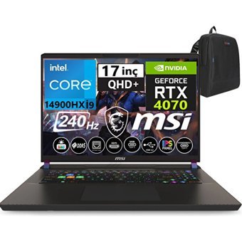 MSI Vector 17 HX A14VGG-229TRW26 Harici GeForce RTX 4070 Intel Core i9 14900HX 32 GB DDR5 Ram 1 TB SSD 17 inç QHD Windows 11 Home Oyuncu Laptop + WeblegelsinÇanta
