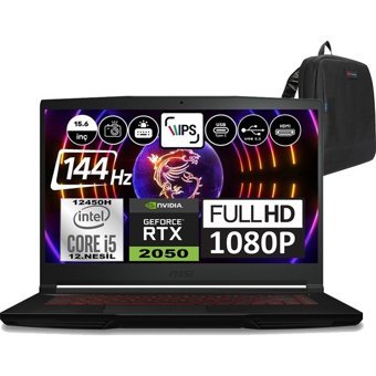 MSI Thin GF63 12UCX427XTRWH04 Harici GeForce RTX 2050 Intel Core i5 12450H 16 GB Ram 4 TB SSD 15.6 inç Full HD Windows 11 Home Oyuncu Laptop + Zetta Çanta