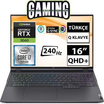 Lenovo Legion 5 Pro 82RF00J3TX07 Harici GeForce RTX 3060 Intel Core i7 12700H 64 GB Ram 512 GB SSD 16 inç QHD FreeDos Oyuncu Laptop