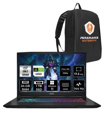 MSI Katana 17 B13VEK-1036XTR Harici GeForce RTX 4050 Intel Core i7 13620H 24 GB Ram 1 TB SSD 17.3 inç Full HD Windows 11 Pro Oyuncu Laptop + PER4 Çanta