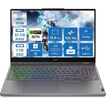 Lenovo Legion 5 82RB00DCTX015 Harici GeForce RTX 3070 Intel Core i7 12700H 32 GB Ram 1 TB SSD 15.6 inç QHD Windows 11 Pro Oyuncu Laptop