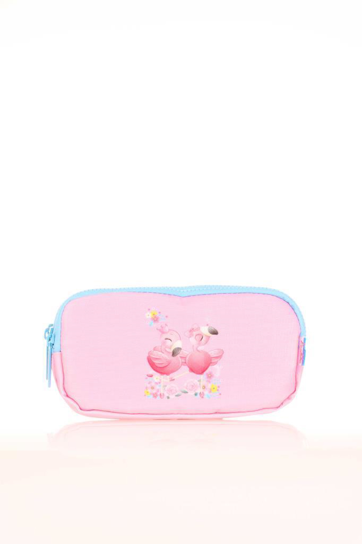 Kaukko Kids Layer Flamingo L8197 Pembe Desenli Bez Bölmeli 3 Gözlü Dikdörtgen Cüzdan Kalemlik