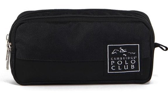 Cambridge Polo Club Creative Siyah Düz Bez Bölmeli Çift Gözlü Dikdörtgen Cüzdan Kalemlik