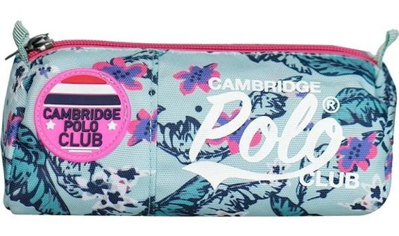 Cambridge Polo Club Island Roamer Turkuaz Desenli Bez Tek Gözlü Üçgen Cüzdan Kalemlik