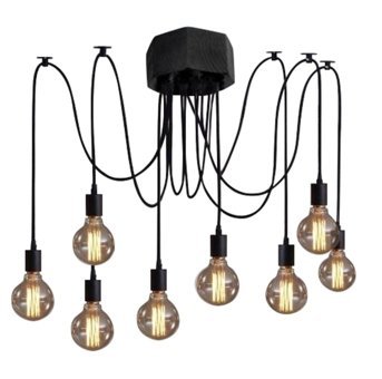 Woodhub 4'lü Siyah Sarkıt Modern Cam Salon-Oturma Odası Avize