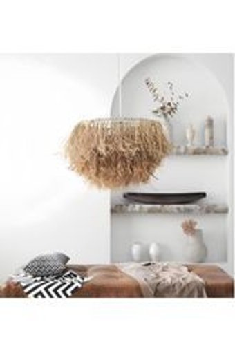 Bubihome Tekli Gri Hasır Otantik Hasır Salon-Oturma Odası Avize