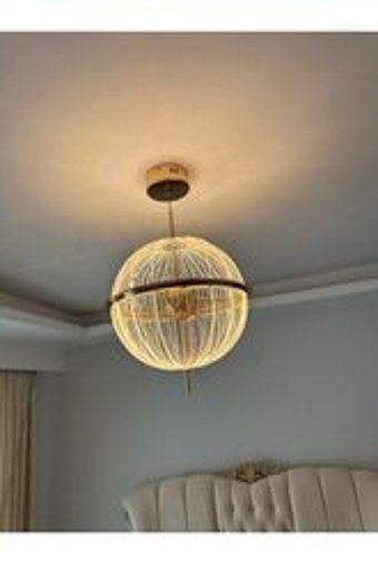Hilalsan 7700G 2'li Altın Metal Modern Alüminyum Salon-Oturma Odası Avize